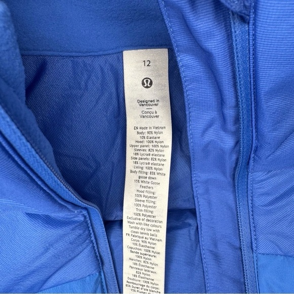 Lululemon Down For It All Jacket Winter Coat Pipe Dream Blue Size 12 NWT - Picture 11 of 16